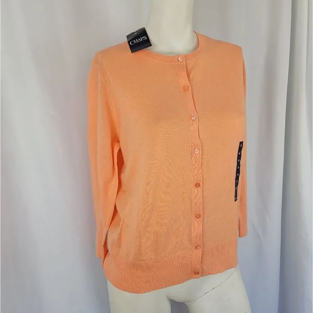 Chaps orange cardigan size M - Picture 6 of 7